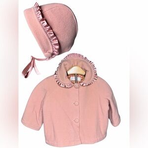 Rachel Riley Baby Girl Pink Wool Cashmere Coat & Bonnet Set | 18 Months | Luxury